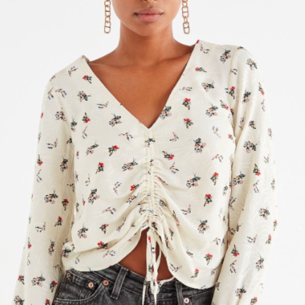 Urban Outfitters Deep V Cinched Blouse